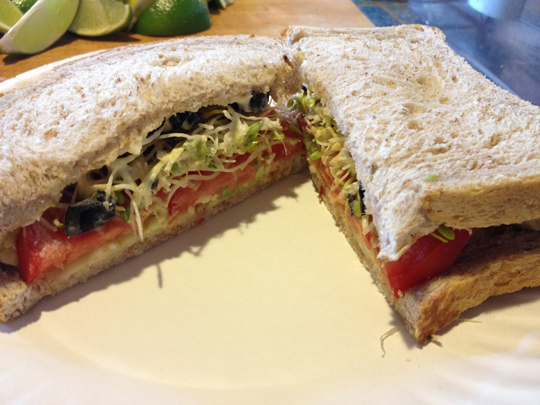 Avocado Sandwich (avocado hiding on there somewhere)